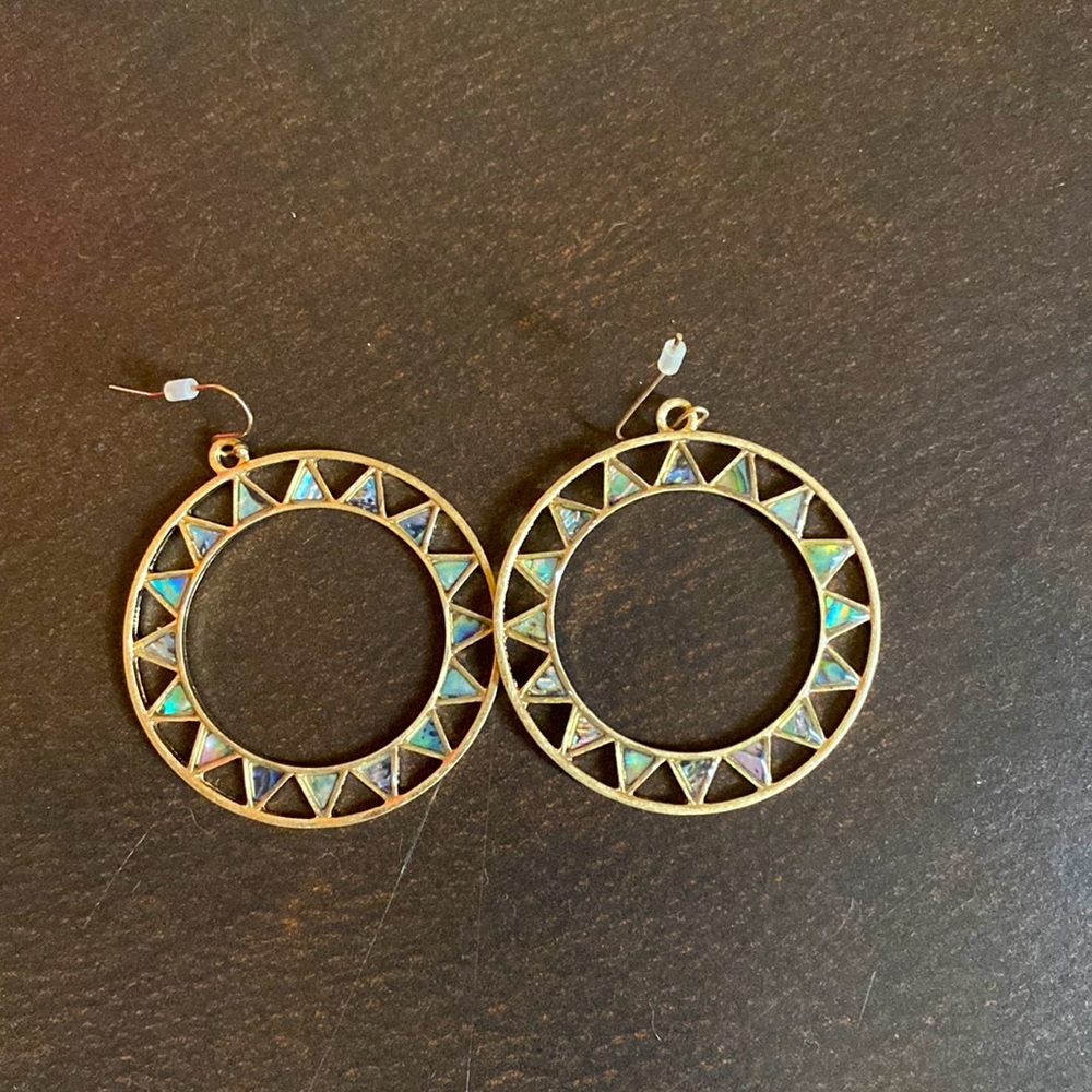 Gold/Aztech hoop earrings